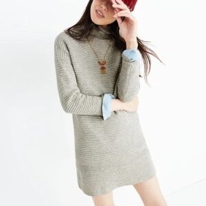 Madewell Skyscraper Sweater Dress Light Gray 100% Merino Wool Size XXS